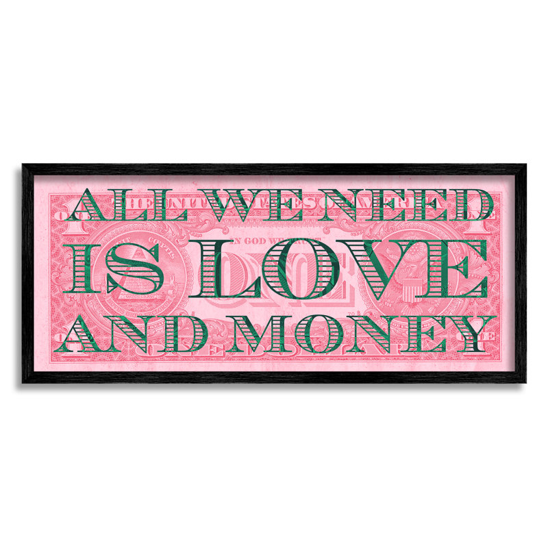 «All We Need Love and Argent Pink Dollar» par Sally Swatland - impression, H 13 po x l 30 po x P 1,5 po
