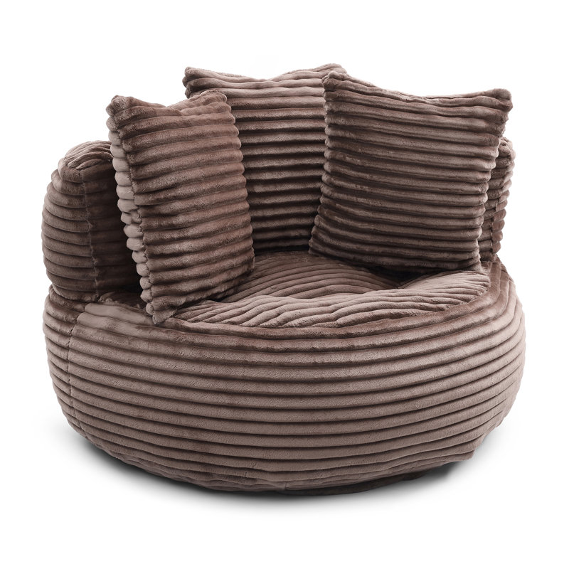 Oversized High Back Bean Bag Couch with Filler for Adults and Kids, Brown Corduroy