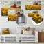 Décoration murale jaune tournesol brun avec une grange rouge - tournesols-861019266-861019323