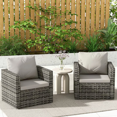 Ensemble de conversation d'extérieur en rotin pour jardin avec canapé pour 2 personnes