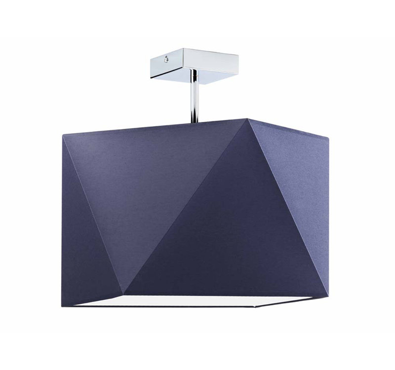 Demarian Fabric Semi Flush Mount, Navy Blue, Silver