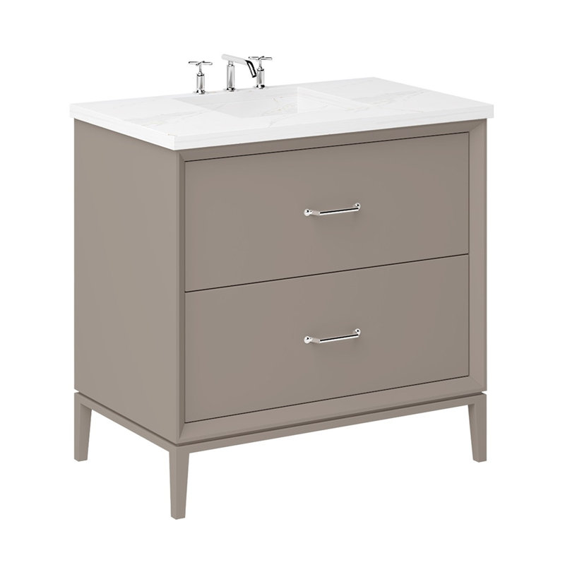 Alexandra Two-Drawer Single Bath Vanity, 36", Polished Chrome, Taos Taupe
