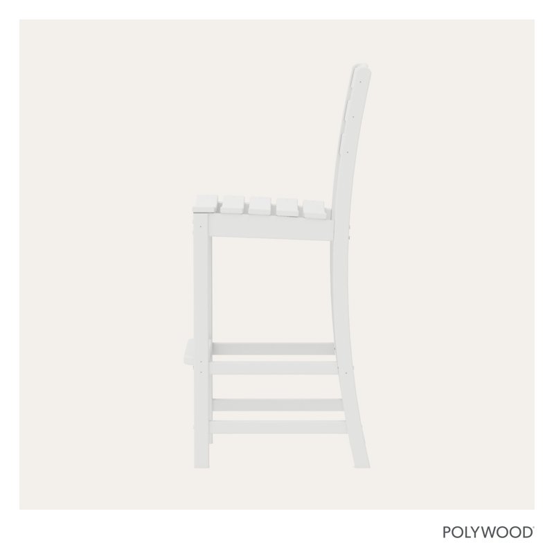 Tabouret de bar d'extérieur sans accoudoirs 47,13 po POLYWOOD La Casa Café, Blanc