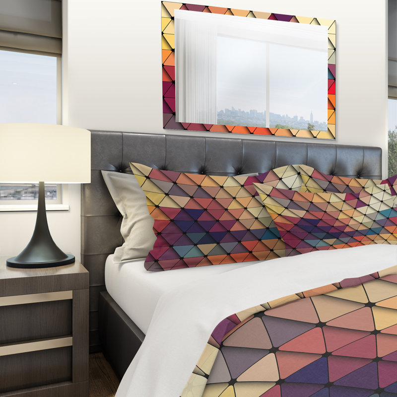 Ensemble de housse de couette à géométrie en losanges designart, Housse de couette très grand + 2 taies décoratives