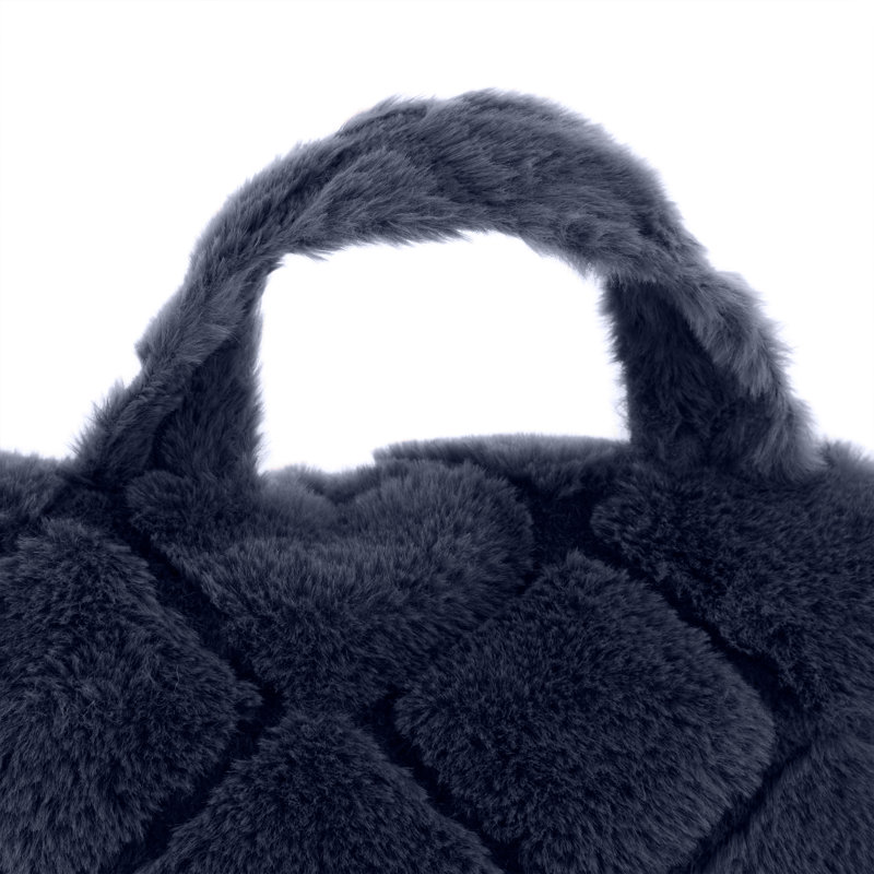 Cosy Diamond Faux Fur High Back Cuddle Cushion Back Rest, Navy