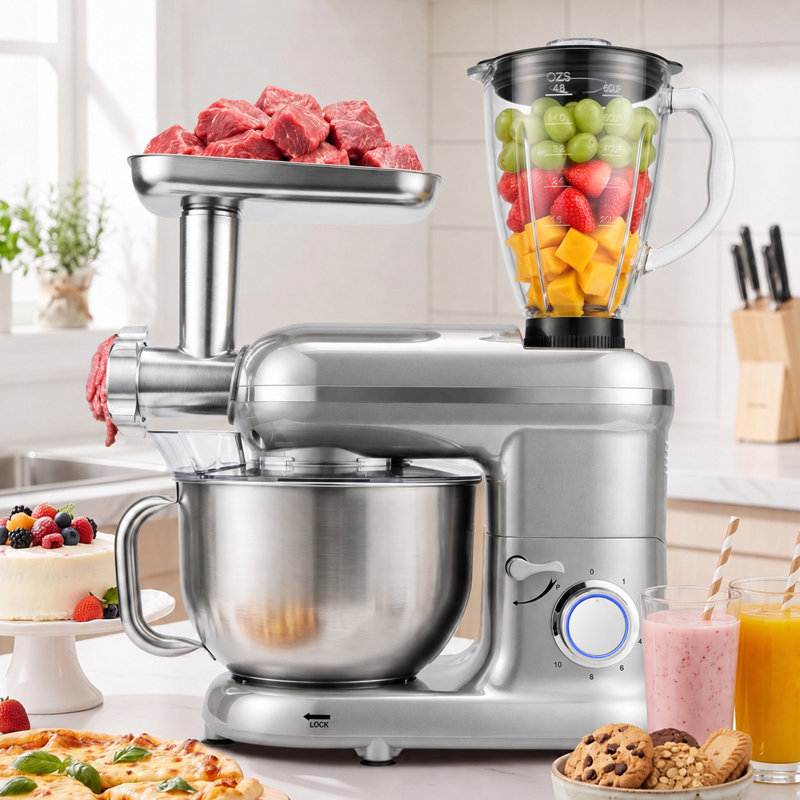 Robot pâtissier multifonctionnel à tête inclinable de 6 litres, Red