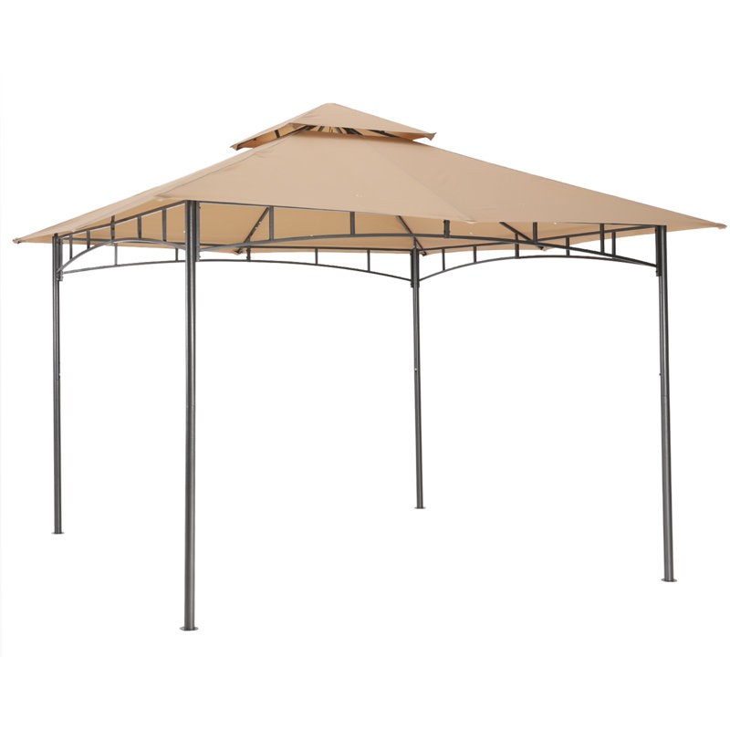 12 Ft. W x 10 Ft. D Steel Patio Gazebo The Soft Roof Gazebos, Beige
