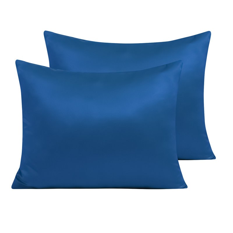 Taies d'oreiller en satin, taies d'oreiller à fermeture à glissière pour cheveux et peau - NTBAY, Standard, Bleu royal