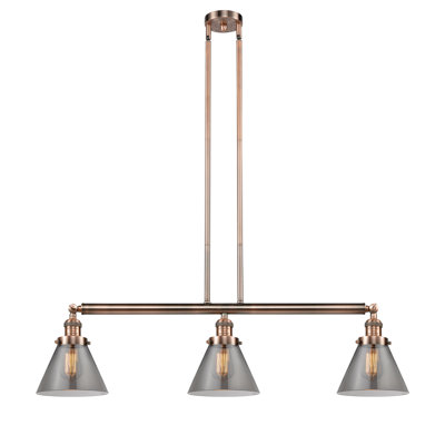 Cone 3 Light Stem Hung Island Light