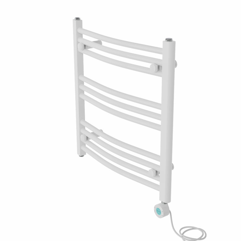 Ameia Curved Towel Rail Heated Towel Rails, 60cm H x 60cm W x 5.6cm D, White