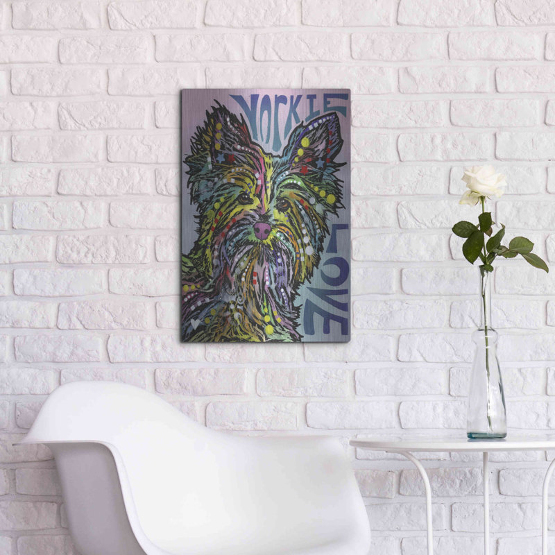«Lark Manor» «Yorkie Luv» par Dean Russo, art mural en métal, H 24 po x l 16 po