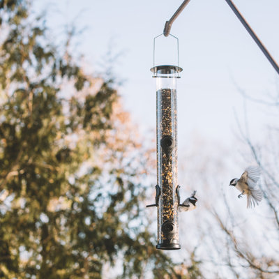 Tall Tube Bird Feeder - Durable Hanging Wild Bird Feeder For Wild Birds - Tall, 4-port Design