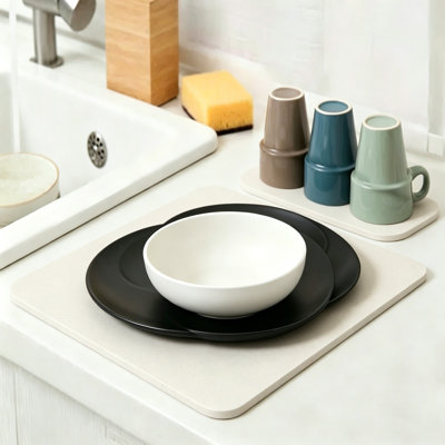 Stone Drying Mat for Kitchen Counter, Instant Dry Diatomaceous Earth Dish Pad, Fast Drying Stone Mat Board