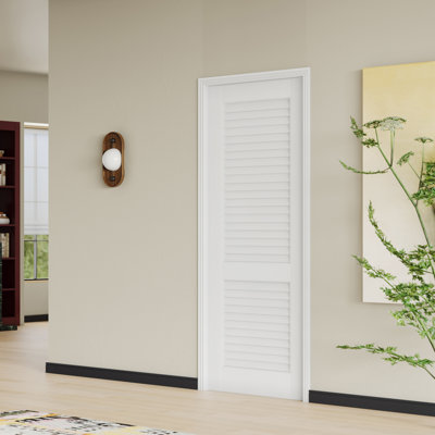 Interior Louvered Door Slab with Matching Frame – Ventilated MDF Interior Door with Adjustable Jamb and Pre-Mounted Hinges