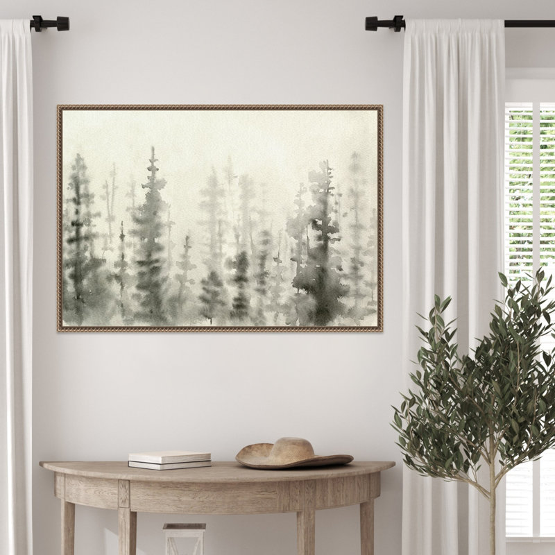 «Ink Pine Woods III» par Emma Caroline, reproduction d'art sur toile encadrée, H 23 po x l 33 po
