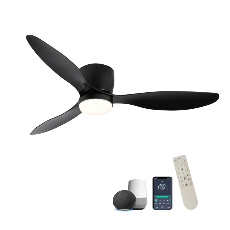 Ventilateur de plafond encastré noir 52 po avec lumières Smart, Noir, Noir