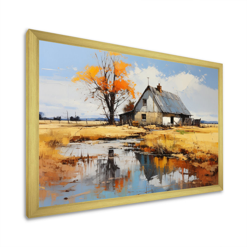 Marjoleine " Farmhouse Expressive Countryside II ", Gold Single Picture Framed, 12" H x 20" W x 1" D