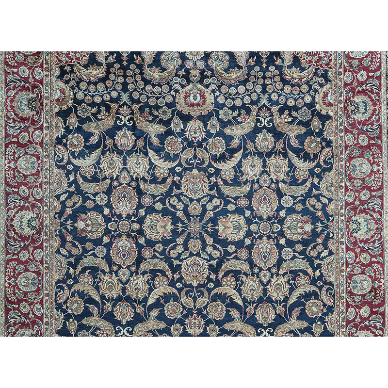 Hand-Knotted High-Quality Blue and Red Area Rug