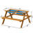 Takuo Convertible Wooden Sand and Water Table for your Toddlers Outdoor Playset Featuring 2 Play Box and a Removable Top that Transforms into Kids Picnic Table - Teak Stained