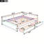 Grand lit plateforme tapissier beige avec ports de chargement USB et 2 tiroirs de rangement-503335785