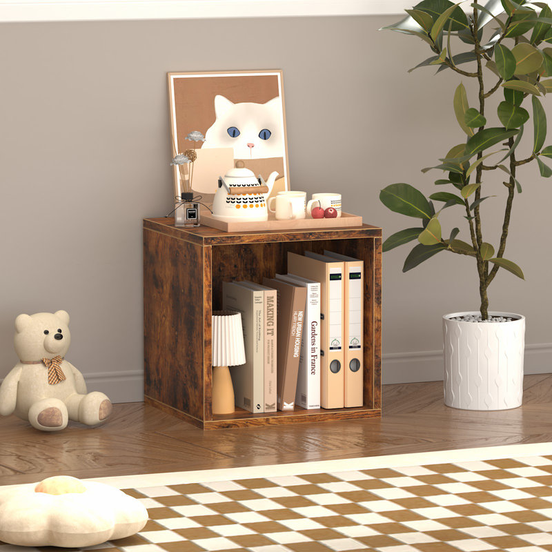 Cube Storage Organizer,Stackable Cubes Shelf,CD Cube Bookshelf, Brown