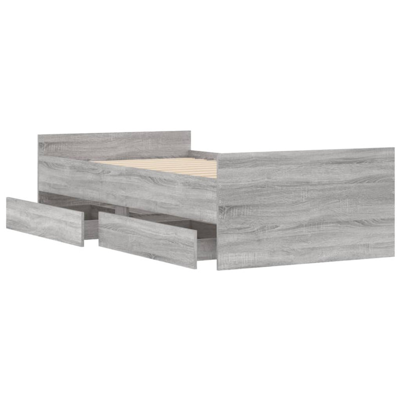 Nikash Bed, Single ( 90 x 190 cm), Grey Sonoma