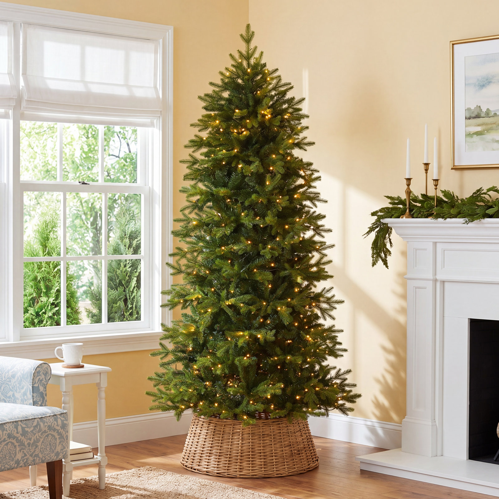 Lighted Artificial Christmas Tree, 7' H