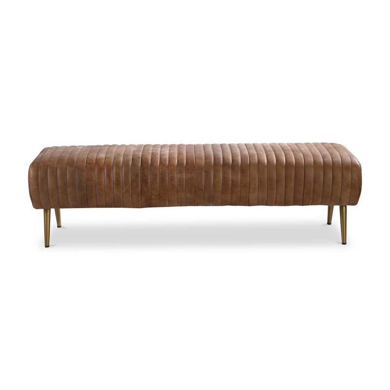 Endora Leather Bench, Cappuccino Genuine Leather, Brown