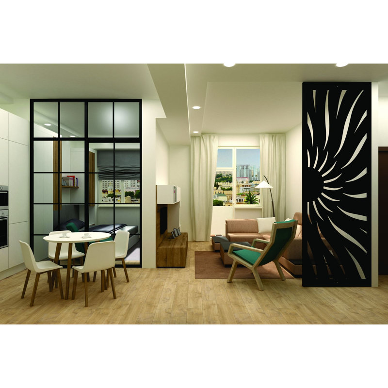 Panneau d'intimité demi-soleil en aluminium découpé au laser - Art mural extérieur thermolaqué en métal, paravent de clôture de jardin décoratif