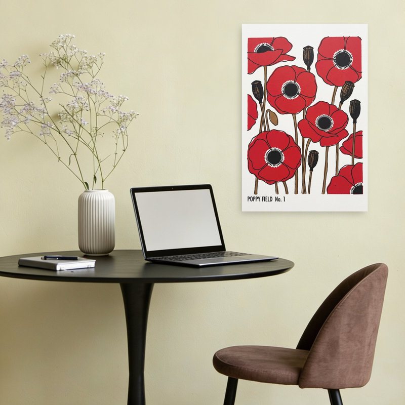 Red Poppy Field Vibrant Poppy Flower Nature Wall Art Print by Andreas Magnusson - Wrapped Canvas Print, 60.96cm H x 40.64cm W