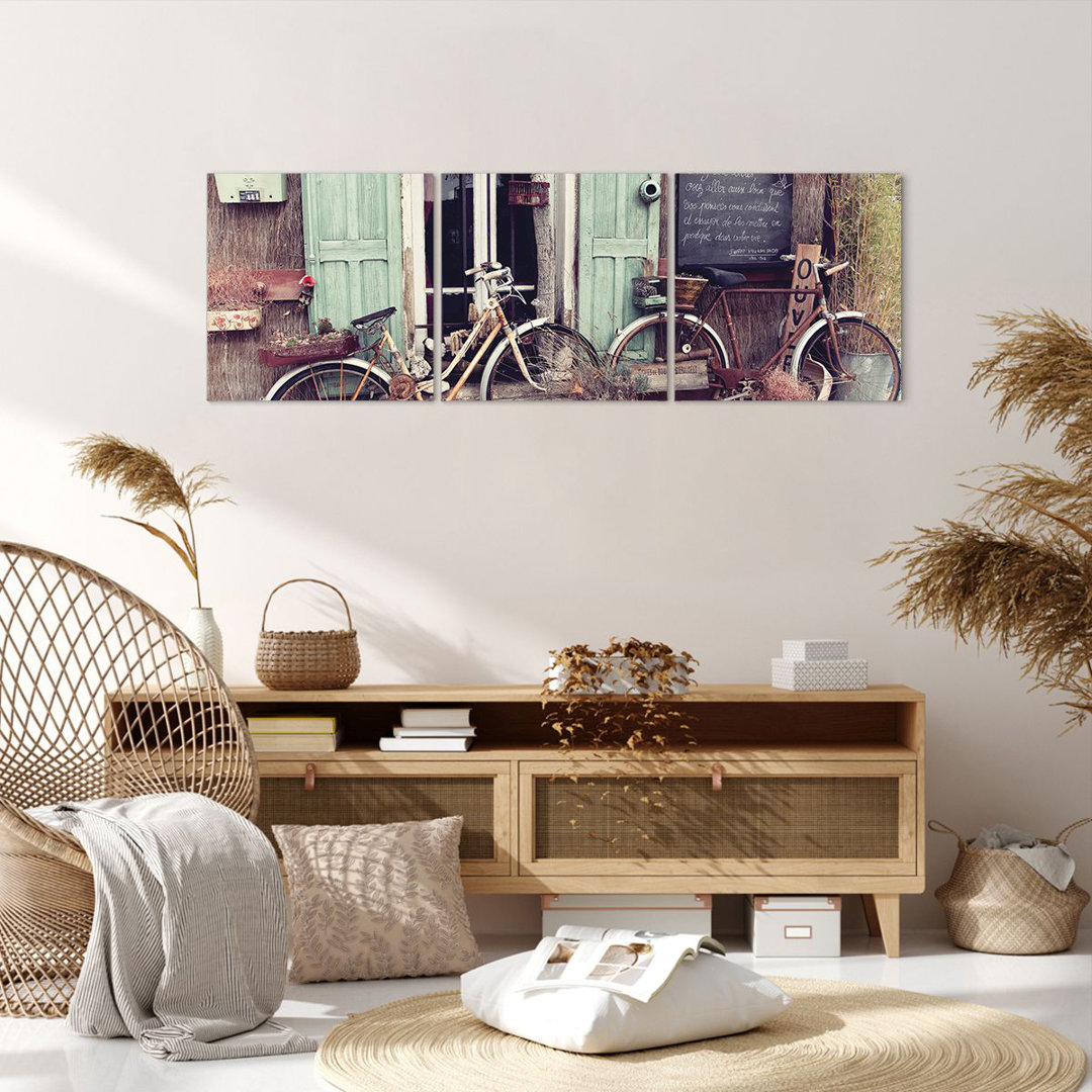 3-tlg. Leinwandbilder-Set Bicycles Vintage Tenement