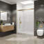 Glissoire Eviva X P 78 po H Porte de douche coulissante sans cadre en or brossé avec verre trempé
