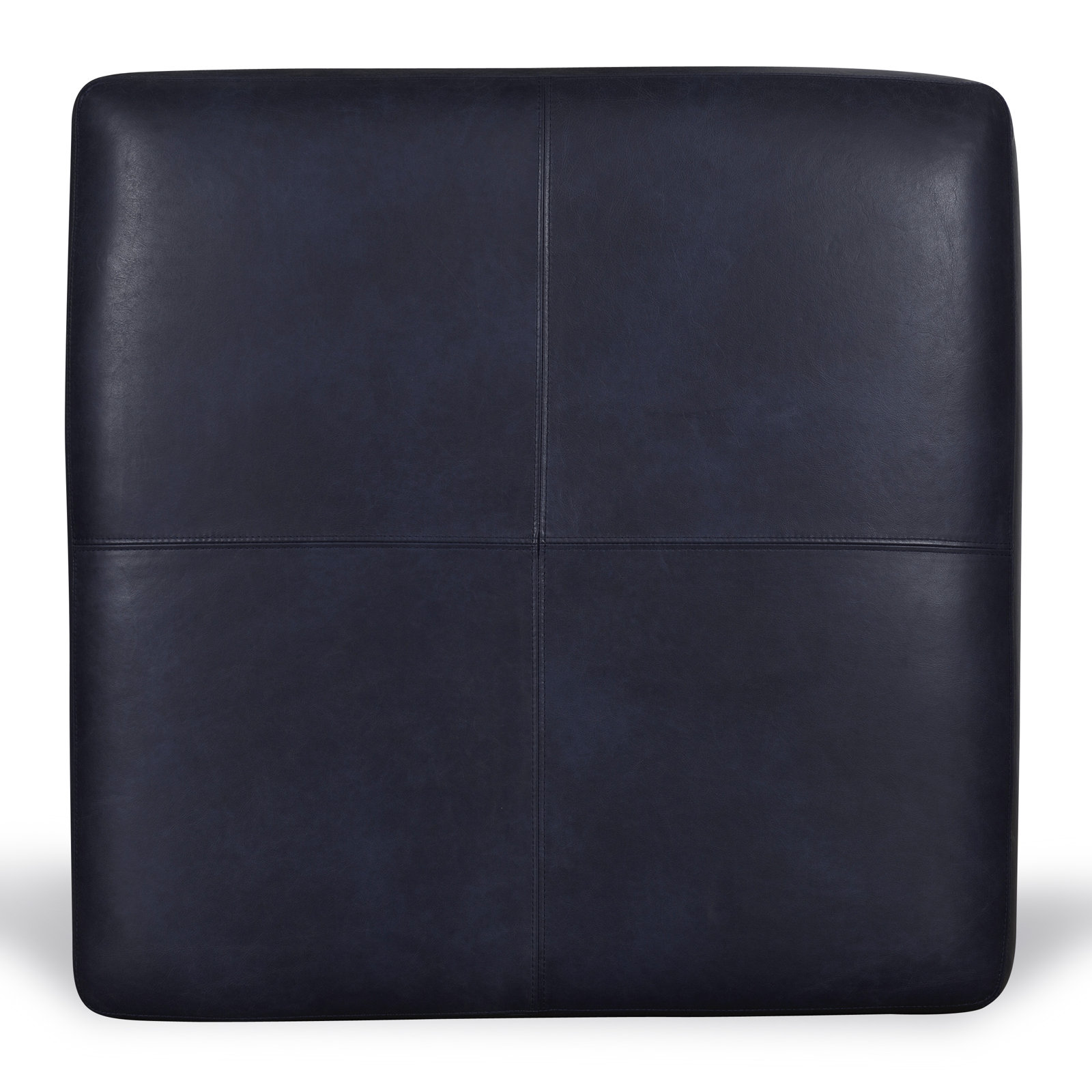 Heafield 35" Genuine Leather Ottoman, Midnight Blue Genuine Leather
