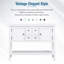 Grande console de rangement rétro Cambridge Series avec quatre petits tiroirs et une tablette inférieure pour les salons, les entrées et les cuisines-1764986704