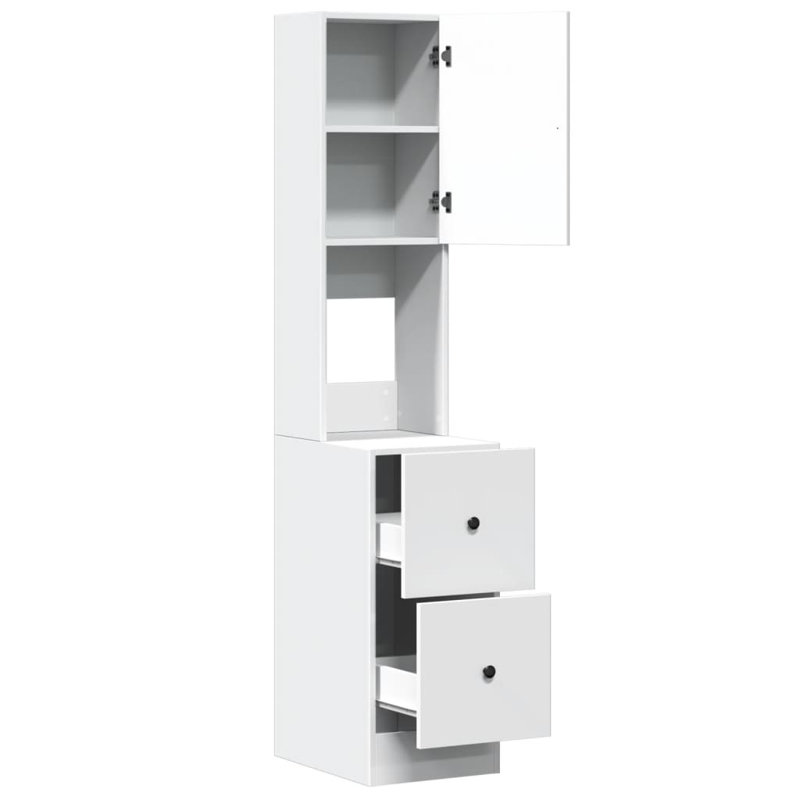 Kitchen Cabinet 35X50x180 Cm Engineered Wood, White