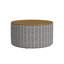 Repose-pieds avec rangement Jena, plateau rond relevable de 30 pouces, rayures grises