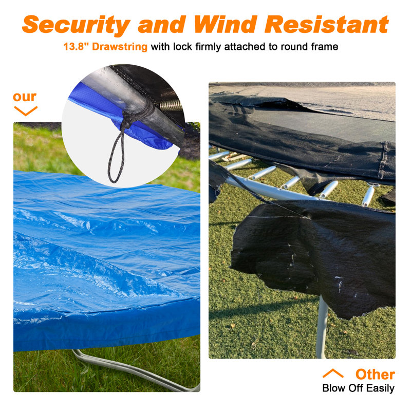 Housse de protection contre le trampoline ExacMe Premium avec support central, housse de pluie avec trous de drainage, 10 pieds