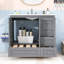 Meuble-lavabo autoportant avec lavabo intégré, tiroirs et portes à fermeture en douceur pour salle de bain-1340093490