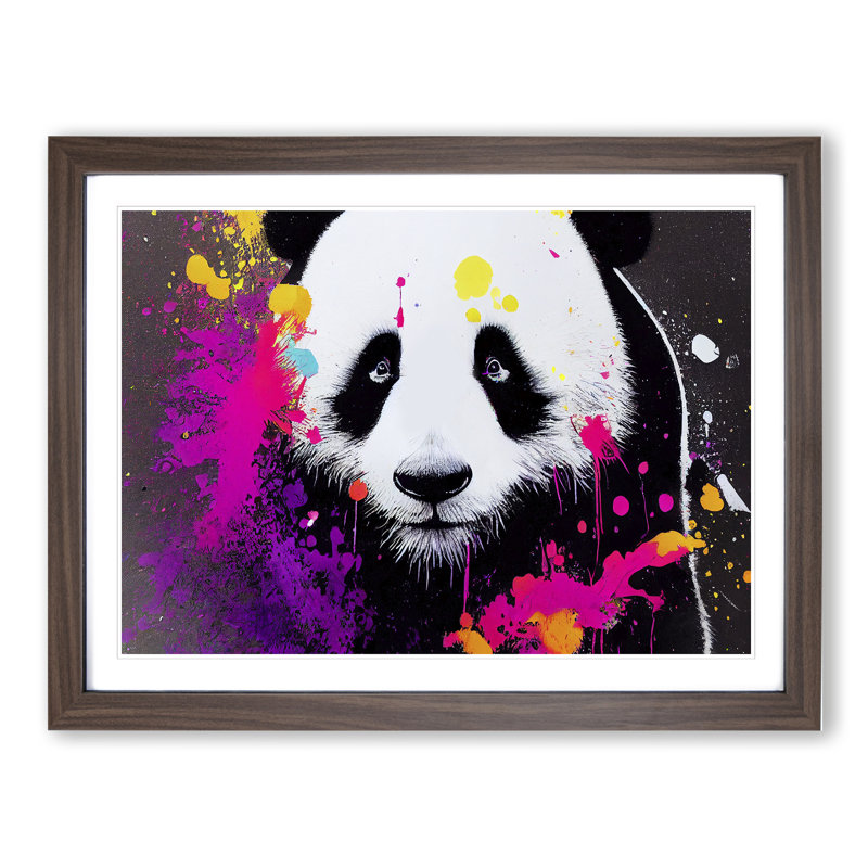 XH1022-6784X Panda Splash Vol.4 Abstract - Single Picture Frame Print, 46cm H x 64cm W x 2cm D, Walnut