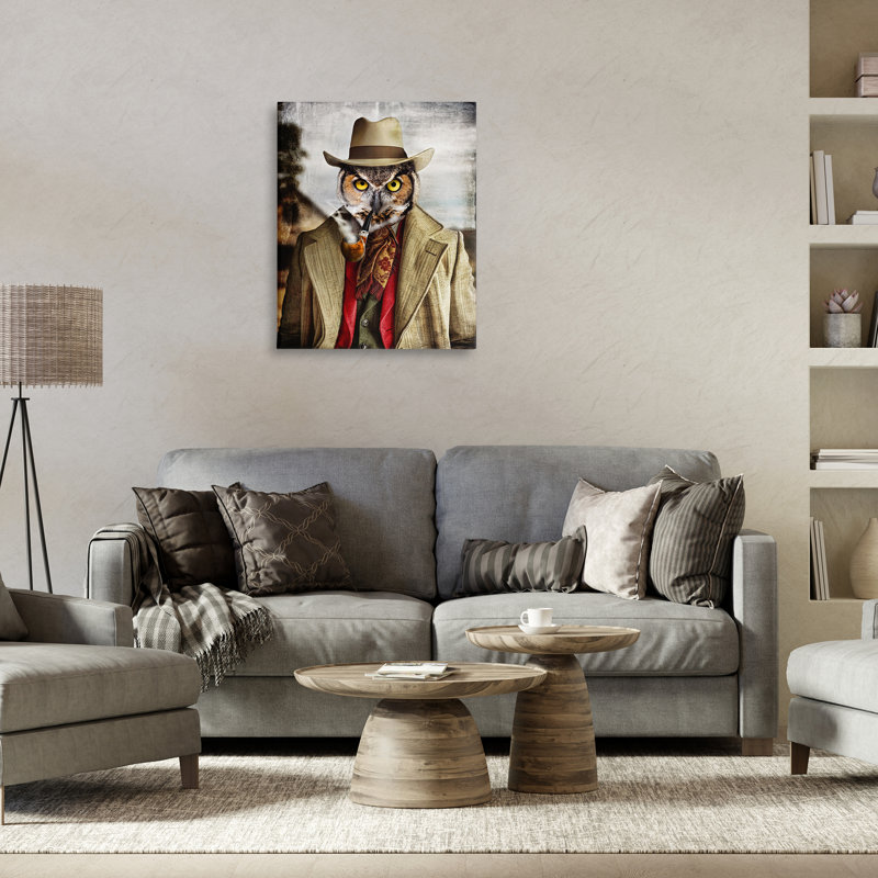 Chouette avec art classique sur toile, par Karen Burke, H 20 po x l 16 po x P 1,5 po