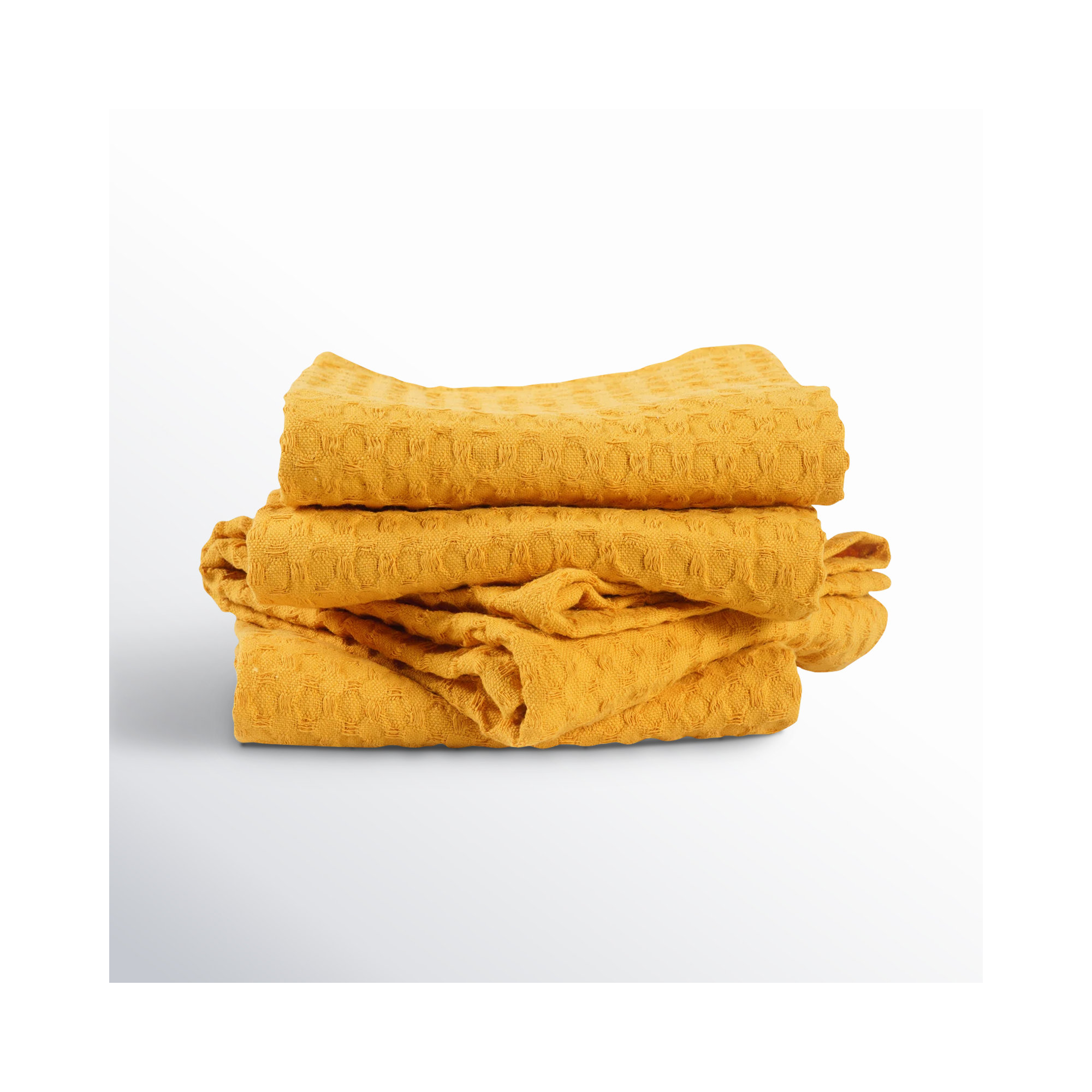 Estero Cotton Waffle Dish Cloth Kitchen Towel, Ochre
