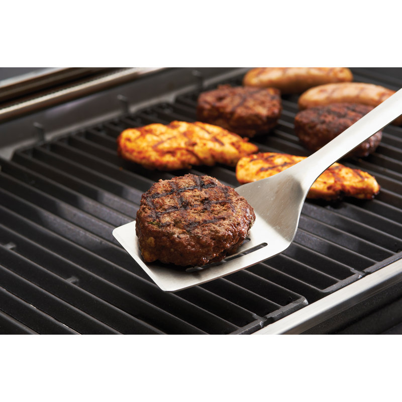 Ensemble d'outils de barbecue en acier inoxydable avec accents en caoutchouc 4 pièces GrillPro