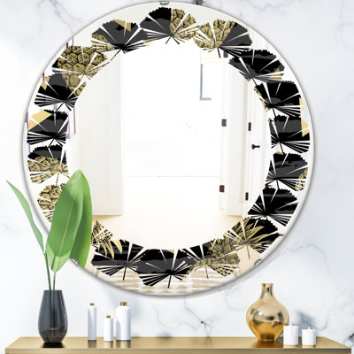 Miroir mural Leaves Pineapple on Black Coastal