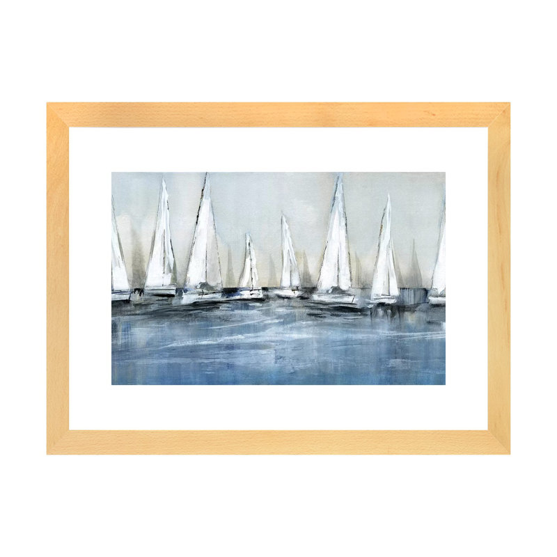 «Waiting for the Sun» par Susan Jill - reproduction d'art, Papier encadré de bois naturel, H 16 po x l 24 po x P 1 po, Blanc