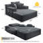 Luxueuse chaise longue en velours côtelé moelleux avec 3 coussins, canapé-lit convertible avec poche de rangement, conception sans cadre et mousse de compression pour les petits espaces, salon, appartement, gris foncé-189001402-189001028