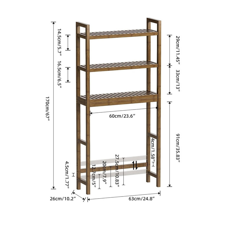 Bamboo Freestanding Over The Toilet Storage