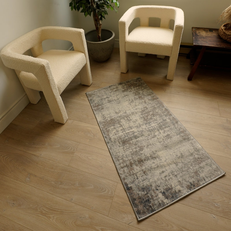 2’ X 6’ Navy Blue Distressed Striations Area Rug