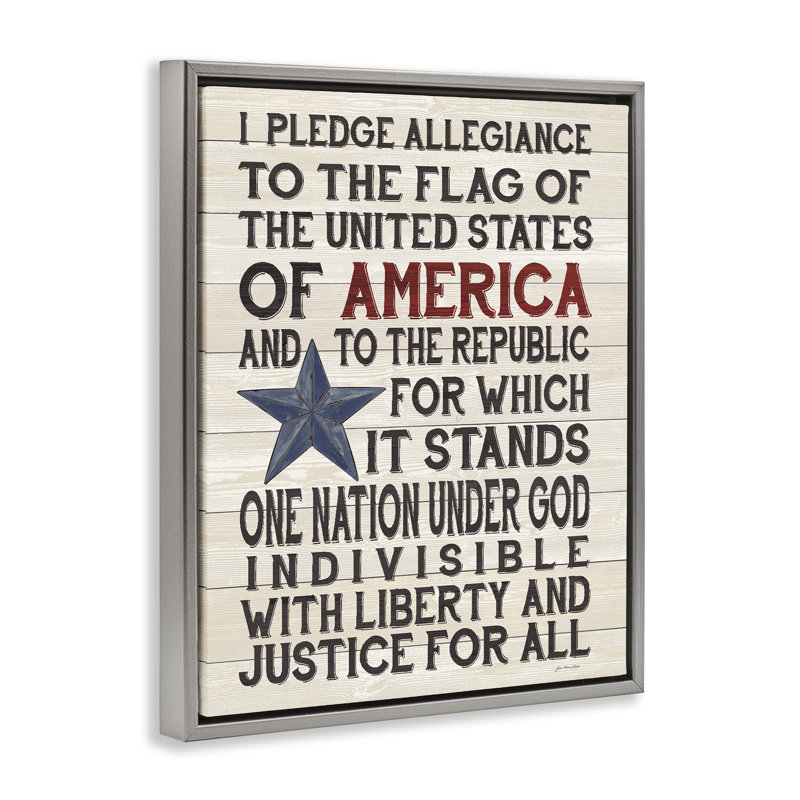 «Pledge of Allegiance» par Jo Moulton, H 31 po x l 25 po, Cadre flottant gris lustré