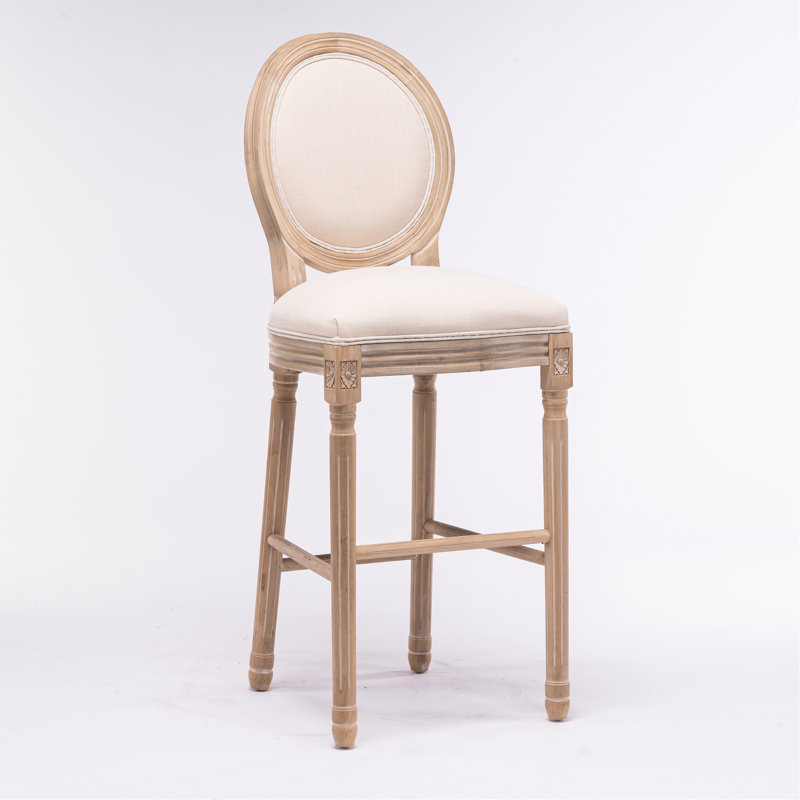 Tabourets de campagne français rembourrés beiges - Bois avec assise et dossier confortables Structure de rembourrage haute ergonomique