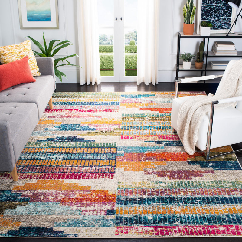 Felty Abstract Area Rug, Rectangle 9' x 12'